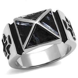 WildKlass Stainless Steel Ring High Polished Men Leather Jet-WildKlass Jewelry