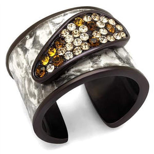 WildKlass Stainless Steel Ring IP Dark Brown (IP Coffee) Women Top Grade Crystal Multi Color-WildKlass Jewelry