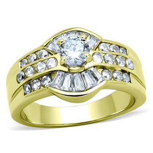 WildKlass Stainless Steel Ring IP Gold Women AAA Grade CZ Clear-WildKlass Jewelry