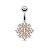 Gem Paved Starburst 316L Surgical Steel WildKlass Belly Button Navel Rings-WildKlass Jewelry