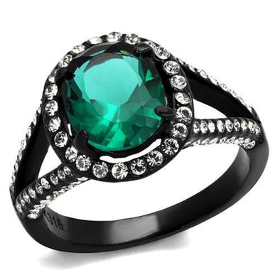 WildKlass Stainless Steel Ring IP Women Synthetic Blue Zircon-WildKlass Jewelry