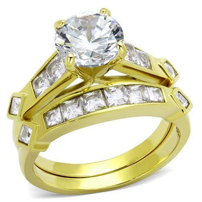 WildKlass Stainless Steel Ring IP Gold Women AAA Grade CZ Clear-WildKlass Jewelry