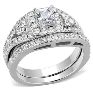 WildKlass Stainless Steel Ring High Polished Women AAA Grade CZ Clear-WildKlass Jewelry