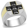 WildKlass Stainless Steel Ring Two-Tone IP Gold Men AAA Grade CZ Black Diamond-WildKlass Jewelry