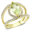 WildKlass Stainless Steel Ring IP Gold Women AAA Grade CZ Apple Green Color-WildKlass Jewelry