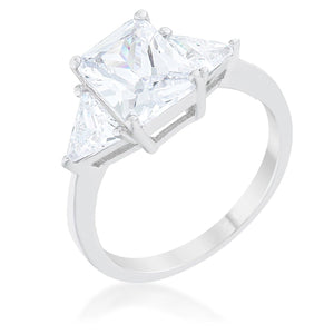 WildKlass Classic Clear Rhodium Plated Engagement Ring-WildKlass Jewelry