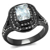 WildKlass Stainless Steel Ring IP Light Black (IP Gun) Women AAA Grade CZ Clear-WildKlass Jewelry