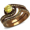 WildKlass Stainless Steel Ring IP Coffee Light Women AAA Grade CZ Topaz-WildKlass Jewelry