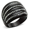 WildKlass Stainless Steel Ring IP Black Women Top Grade Crystal Black Diamond-WildKlass Jewelry
