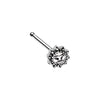 Silver & Gold Antique Etched Sun Face Nose Stud Ring-WildKlass Jewelry