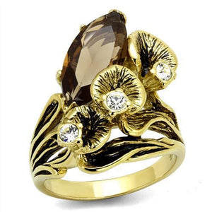 WildKlass Stainless Steel Ring IP Gold Women Synthetic Brown-WildKlass Jewelry