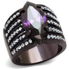 WildKlass Stainless Steel Ring IP Dark Brown (IP Coffee) Women AAA Grade CZ Amethyst-WildKlass Jewelry