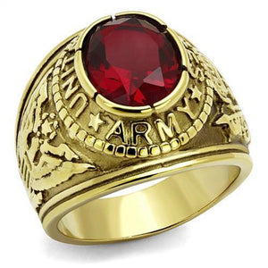 WildKlass Stainless Steel Army Ring IP Gold Men Synthetic Siam-WildKlass Jewelry