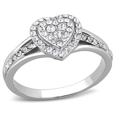 WildKlass Stainless Steel Ring High Polished Women Top Grade Crystal Clear-WildKlass Jewelry