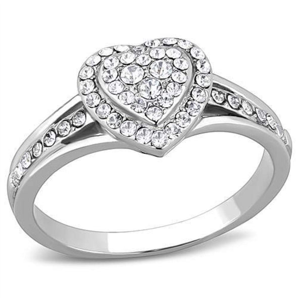 WildKlass Stainless Steel Ring High Polished Women Top Grade Crystal Clear-WildKlass Jewelry