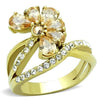 WildKlass Stainless Steel Ring IP Gold Women AAA Grade CZ Champagne-WildKlass Jewelry