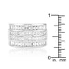 WildKlass 4 Row Rhodium Plated Cubic Zirconia Cocktail Ring-WildKlass Jewelry