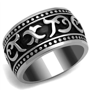 WildKlass Stainless Steel Ring High Polished Men Epoxy Jet-WildKlass Jewelry