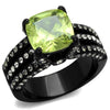 WildKlass Stainless Steel Ring IP Women AAA Grade CZ Apple Green Color-WildKlass Jewelry