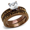 WildKlass Stainless Steel Ring IP Coffee Light Women AAA Grade CZ Clear-WildKlass Jewelry