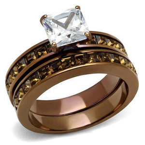 WildKlass Stainless Steel Ring IP Coffee Light Women AAA Grade CZ Clear-WildKlass Jewelry