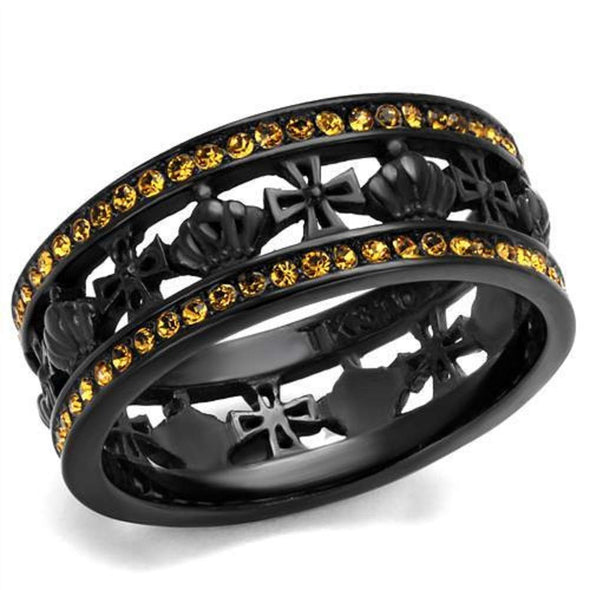 WildKlass Stainless Steel Ring IP Women Top Grade Crystal Topaz-WildKlass Jewelry
