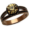 WildKlass Stainless Steel Ring IP Coffee Light Women Top Grade Crystal Light Smoked-WildKlass Jewelry