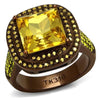 WildKlass Stainless Steel Ring IP Coffee Light Women AAA Grade CZ Topaz-WildKlass Jewelry