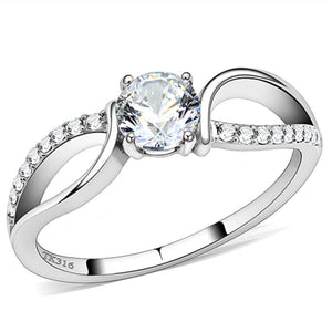 WildKlass Stainless Steel Ring High Polished Women AAA Grade CZ Clear-WildKlass Jewelry