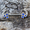 316L Stainless Steel Jeweled Moon and Star WildKlass Nipple Bar-WildKlass Jewelry