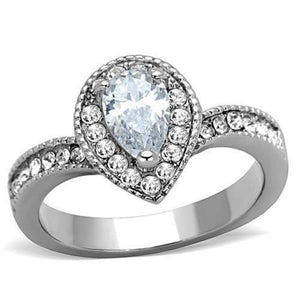 WildKlass Stainless Steel Ring High Polished (no Plating) Women AAA Grade CZ Clear-WildKlass Jewelry