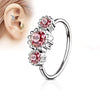 3 Round CZ Set 316L Surgical Steel WildKlass Hoop Ring for Nose & Ear Cartilage-WildKlass Jewelry