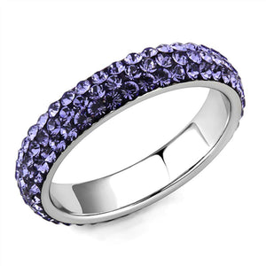 WildKlass Stainless Steel Ring High Polished Women Top Grade Crystal Tanzanite-WildKlass Jewelry