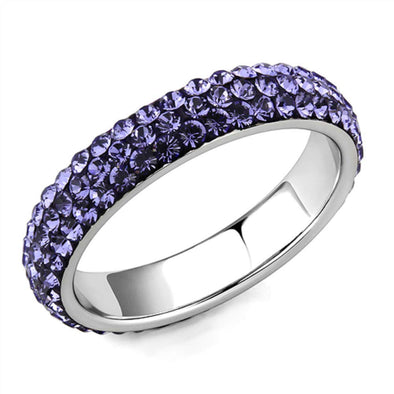 WildKlass Stainless Steel Ring High Polished Women Top Grade Crystal Tanzanite-WildKlass Jewelry