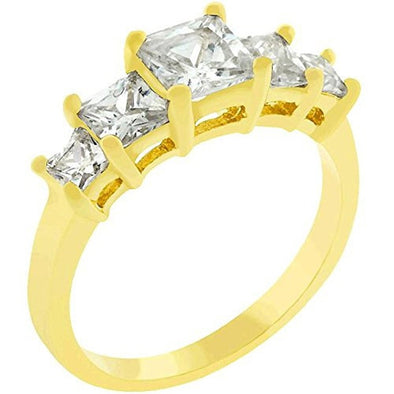 WildKlass 5-Stone Anniversary Ring in Goldtone-WildKlass Jewelry