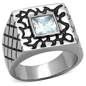 WildKlass Stainless Steel Ring High Polished (no Plating) Men AAA Grade CZ Clear-WildKlass Jewelry