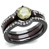 WildKlass Stainless Steel Ring IP Light Black (IP Gun) & IP Dark Brown (IP Coffee) Women AAA Grade CZ Citrine Yellow-WildKlass Jewelry