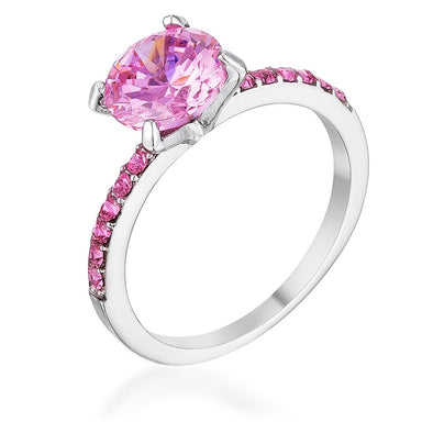 WildKlass 2.3CT Pink CZ Rhodium Plated Ring-WildKlass Jewelry