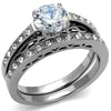 WildKlass Stainless Steel Ring High Polished Women AAA Grade CZ Clear-WildKlass Jewelry