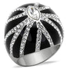 WildKlass Stainless Steel Ring High Polished (no Plating) Women Top Grade Crystal Clear-WildKlass Jewelry