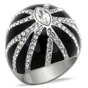 WildKlass Stainless Steel Ring High Polished (no Plating) Women Top Grade Crystal Clear-WildKlass Jewelry