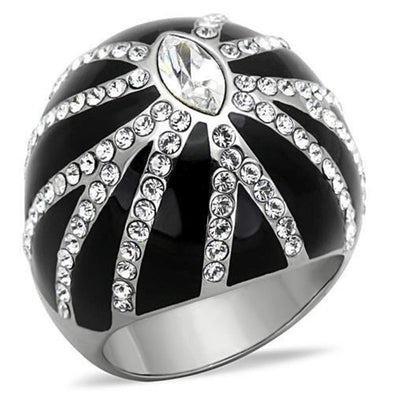 WildKlass Stainless Steel Ring High Polished (no Plating) Women Top Grade Crystal Clear-WildKlass Jewelry