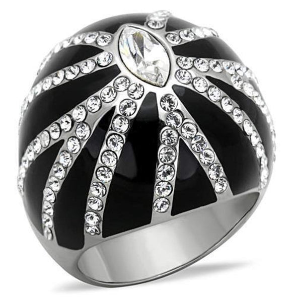 WildKlass Stainless Steel Ring High Polished (no Plating) Women Top Grade Crystal Clear-WildKlass Jewelry