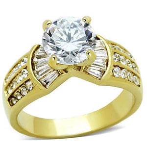 WildKlass Stainless Steel Pave Ring IP Gold Women AAA Grade CZ Clear-WildKlass Jewelry