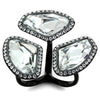 WildKlass Stainless Steel Ring IP Black Women Top Grade Crystal Clear-WildKlass Jewelry