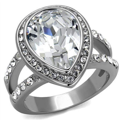 WildKlass Stainless Steel Ring High Polished Women Top Grade Crystal Clear-WildKlass Jewelry