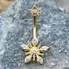 Gold Plated Snow Crystal WildKlass Navel Ring-WildKlass Jewelry