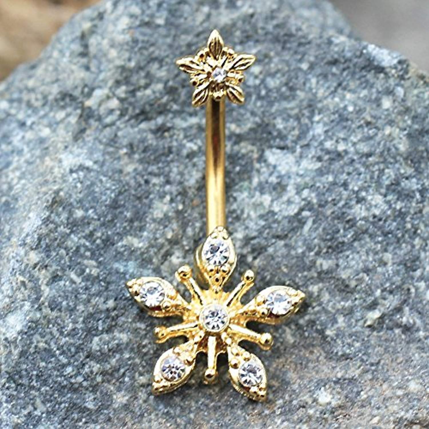 Gold Plated Snow Crystal WildKlass Navel Ring -