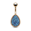 Druzy Stone Tear Drop Set PVD Rose Gold Over 316L Surgical Steel WildKlass Belly Button Navel Rings-WildKlass Jewelry