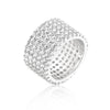 WildKlass Rhodium Plated Finishd Wide Pave Cubic Zirconia Ring-WildKlass Jewelry